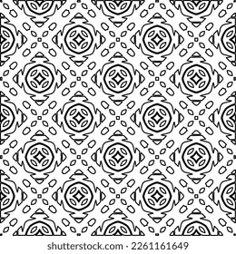 Stylish texture with figures from lines.
Abstract geometric black and white pattern for web page, textures, card, poster, fabric, textile. Monochrome graphic repeating design. 