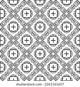 Stylish texture with figures from lines.
Abstract geometric black and white pattern for web page, textures, card, poster, fabric, textile. Monochrome graphic repeating design. 