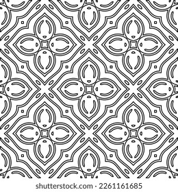 Stylish texture with figures from lines.
Abstract geometric black and white pattern for web page, textures, card, poster, fabric, textile. Monochrome graphic repeating design. 