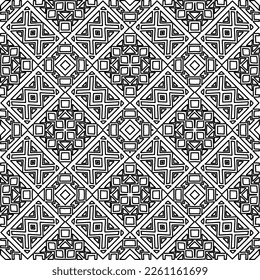 Stylish texture with figures from lines.
Abstract geometric black and white pattern for web page, textures, card, poster, fabric, textile. Monochrome graphic repeating design. 
