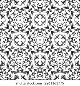 Stylish texture with figures from lines.
Abstract geometric black and white pattern for web page, textures, card, poster, fabric, textile. Monochrome graphic repeating design. 