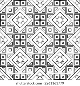 Stylish texture with figures from lines.
Abstract geometric black and white pattern for web page, textures, card, poster, fabric, textile. Monochrome graphic repeating design. 