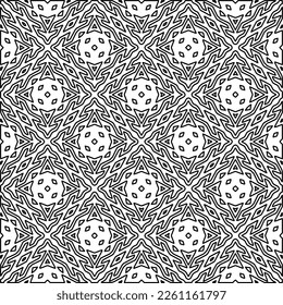 Stylish texture with figures from lines.
Abstract geometric black and white pattern for web page, textures, card, poster, fabric, textile. Monochrome graphic repeating design. 