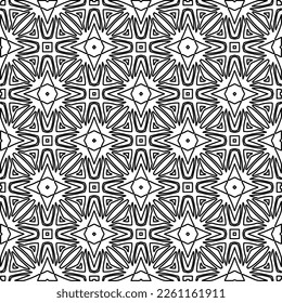 Stylish texture with figures from lines.
Abstract geometric black and white pattern for web page, textures, card, poster, fabric, textile. Monochrome graphic repeating design. 
