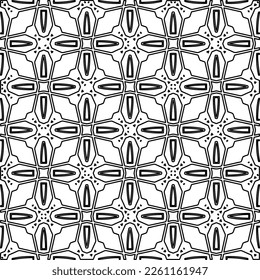 Stylish texture with figures from lines.
Abstract geometric black and white pattern for web page, textures, card, poster, fabric, textile. Monochrome graphic repeating design. 