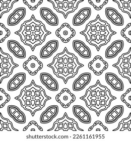 Stylish texture with figures from lines.
Abstract geometric black and white pattern for web page, textures, card, poster, fabric, textile. Monochrome graphic repeating design. 