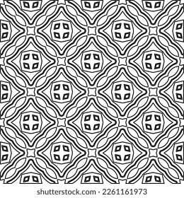 Stylish texture with figures from lines.
Abstract geometric black and white pattern for web page, textures, card, poster, fabric, textile. Monochrome graphic repeating design. 