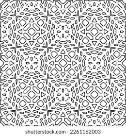 Stylish texture with figures from lines.
Abstract geometric black and white pattern for web page, textures, card, poster, fabric, textile. Monochrome graphic repeating design. 