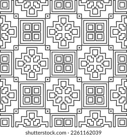 Stylish texture with figures from lines.
Abstract geometric black and white pattern for web page, textures, card, poster, fabric, textile. Monochrome graphic repeating design. 