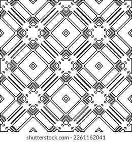 Stylish texture with figures from lines.
Abstract geometric black and white pattern for web page, textures, card, poster, fabric, textile. Monochrome graphic repeating design. 