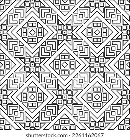 Stylish texture with figures from lines.
Abstract geometric black and white pattern for web page, textures, card, poster, fabric, textile. Monochrome graphic repeating design. 