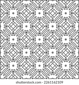 Stylish texture with figures from lines.
Abstract geometric black and white pattern for web page, textures, card, poster, fabric, textile. Monochrome graphic repeating design. 
