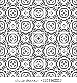 Stylish texture with figures from lines.
Abstract geometric black and white pattern for web page, textures, card, poster, fabric, textile. Monochrome graphic repeating design. 