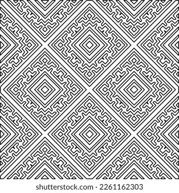 Stylish texture with figures from lines.
Abstract geometric black and white pattern for web page, textures, card, poster, fabric, textile. Monochrome graphic repeating design. 