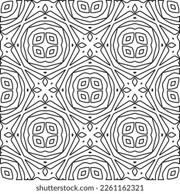 Stylish texture with figures from lines.
Abstract geometric black and white pattern for web page, textures, card, poster, fabric, textile. Monochrome graphic repeating design. 