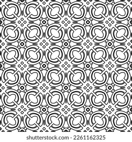 Stylish texture with figures from lines.
Abstract geometric black and white pattern for web page, textures, card, poster, fabric, textile. Monochrome graphic repeating design. 