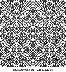 Stylish texture with figures from lines.
Abstract geometric black and white pattern for web page, textures, card, poster, fabric, textile. Monochrome graphic repeating design. 