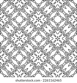 Stylish texture with figures from lines.
Abstract geometric black and white pattern for web page, textures, card, poster, fabric, textile. Monochrome graphic repeating design. 