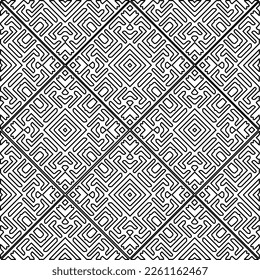 Stylish texture with figures from lines.
Abstract geometric black and white pattern for web page, textures, card, poster, fabric, textile. Monochrome graphic repeating design. 