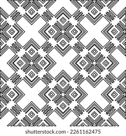Stylish texture with figures from lines.
Abstract geometric black and white pattern for web page, textures, card, poster, fabric, textile. Monochrome graphic repeating design. 