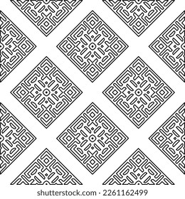 Stylish texture with figures from lines.
Abstract geometric black and white pattern for web page, textures, card, poster, fabric, textile. Monochrome graphic repeating design. 