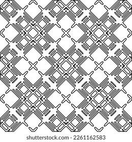 Stylish texture with figures from lines.
Abstract geometric black and white pattern for web page, textures, card, poster, fabric, textile. Monochrome graphic repeating design. 