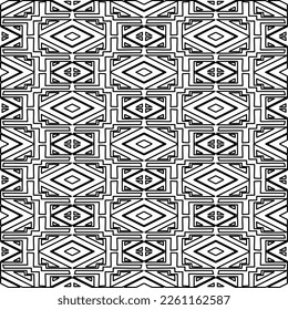 Stylish texture with figures from lines.
Abstract geometric black and white pattern for web page, textures, card, poster, fabric, textile. Monochrome graphic repeating design. 