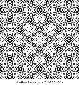 Stylish texture with figures from lines.
Abstract geometric black and white pattern for web page, textures, card, poster, fabric, textile. Monochrome graphic repeating design. 