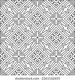 Stylish texture with figures from lines.
Abstract geometric black and white pattern for web page, textures, card, poster, fabric, textile. Monochrome graphic repeating design. 