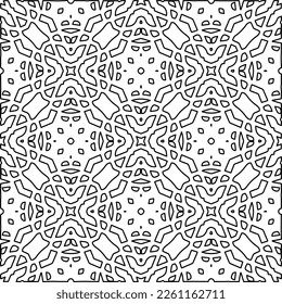 Stylish texture with figures from lines.
Abstract geometric black and white pattern for web page, textures, card, poster, fabric, textile. Monochrome graphic repeating design. 