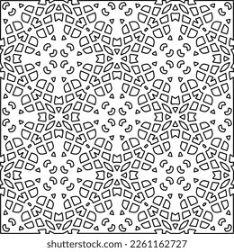 Stylish texture with figures from lines.
Abstract geometric black and white pattern for web page, textures, card, poster, fabric, textile. Monochrome graphic repeating design. 