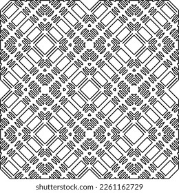 Stylish texture with figures from lines.
Abstract geometric black and white pattern for web page, textures, card, poster, fabric, textile. Monochrome graphic repeating design. 