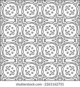 Stylish texture with figures from lines.
Abstract geometric black and white pattern for web page, textures, card, poster, fabric, textile. Monochrome graphic repeating design. 