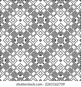Stilvolle Textur mit Figuren aus Linien.
Abstraktes geometrisches Schwarz-Weiß-Muster für Webseiten, Texturen, Karten, Plakate, Gewebe, Textilien. Monochrome grafische Wiederholungsdesign. 