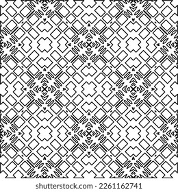 Stylish texture with figures from lines.
Abstract geometric black and white pattern for web page, textures, card, poster, fabric, textile. Monochrome graphic repeating design. 