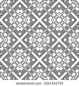 Stylish texture with figures from lines.
Abstract geometric black and white pattern for web page, textures, card, poster, fabric, textile. Monochrome graphic repeating design. 