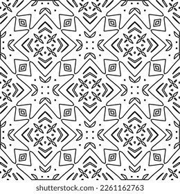 Stylish texture with figures from lines.
Abstract geometric black and white pattern for web page, textures, card, poster, fabric, textile. Monochrome graphic repeating design. 