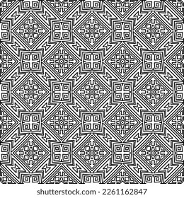 Stylish texture with figures from lines.
Abstract geometric black and white pattern for web page, textures, card, poster, fabric, textile. Monochrome graphic repeating design. 