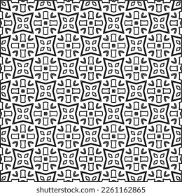 Stylish texture with figures from lines.
Abstract geometric black and white pattern for web page, textures, card, poster, fabric, textile. Monochrome graphic repeating design. 