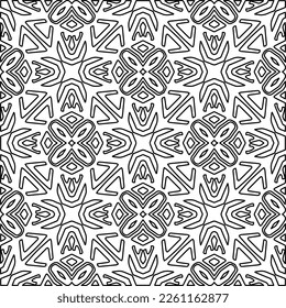 Textura elegante con figuras de líneas.
Resumen de patrones geométricos en blanco y negro para página web, texturas, tarjeta, afiche, tela, textil. Diseño repetitivo gráfico monocromo. 