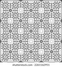 Stylish texture with figures from lines.
Abstract geometric black and white pattern for web page, textures, card, poster, fabric, textile. Monochrome graphic repeating design. 