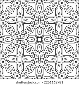 Stylish texture with figures from lines.
Abstract geometric black and white pattern for web page, textures, card, poster, fabric, textile. Monochrome graphic repeating design. 