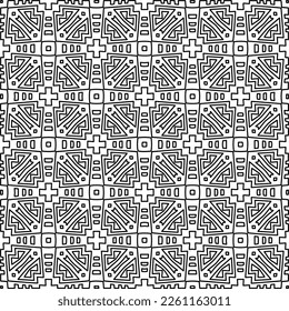 Stylish texture with figures from lines.
Abstract geometric black and white pattern for web page, textures, card, poster, fabric, textile. Monochrome graphic repeating design. 