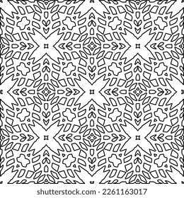 Stylish texture with figures from lines.
Abstract geometric black and white pattern for web page, textures, card, poster, fabric, textile. Monochrome graphic repeating design. 