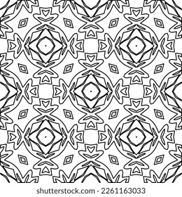 Stilvolle Textur mit Figuren aus Linien.
Abstraktes geometrisches Schwarz-Weiß-Muster für Webseiten, Texturen, Karten, Plakate, Gewebe, Textilien. Monochrome grafische Wiederholungsdesign. 