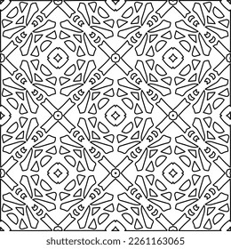 Stylish texture with figures from lines.
Abstract geometric black and white pattern for web page, textures, card, poster, fabric, textile. Monochrome graphic repeating design. 