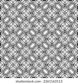 Stylish texture with figures from lines.
Abstract geometric black and white pattern for web page, textures, card, poster, fabric, textile. Monochrome graphic repeating design. 