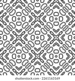 Stylish texture with figures from lines.
Abstract geometric black and white pattern for web page, textures, card, poster, fabric, textile. Monochrome graphic repeating design. 