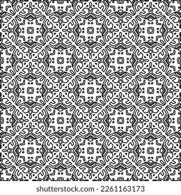 Stylish texture with figures from lines.
Abstract geometric black and white pattern for web page, textures, card, poster, fabric, textile. Monochrome graphic repeating design. 