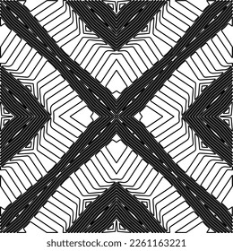 Textura elegante con figuras de líneas.
Resumen de patrones geométricos en blanco y negro para página web, texturas, tarjeta, afiche, tela, textil. Diseño repetitivo gráfico monocromo. 